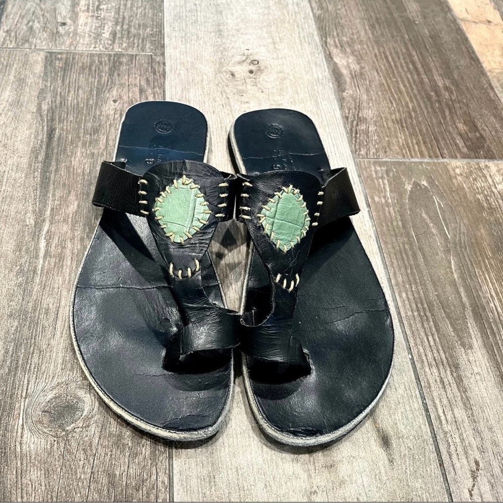 Kwame Baah Leather Toe Sandals, Size 9, Made in Ghana